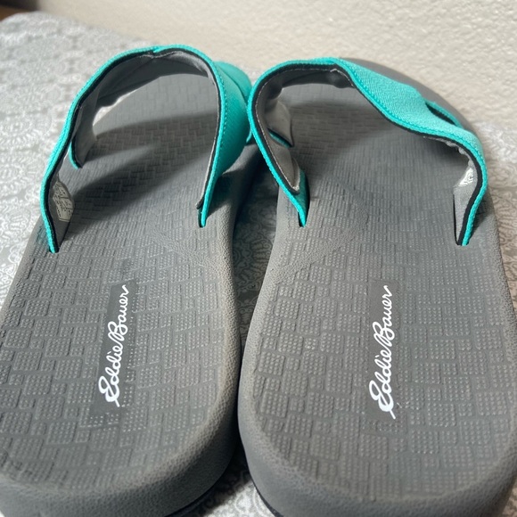 Eddie Bauer~Break Point~Criss-Cross Turquoise Strap~Slip On~Slide~Sandal~Size 10 - Picture 4 of 10